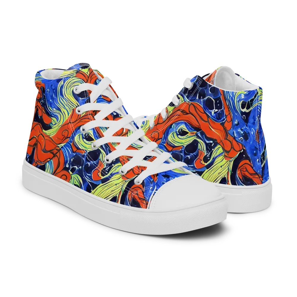 Lava Whirlpool on Men's High Top Canvas Shoes — Right