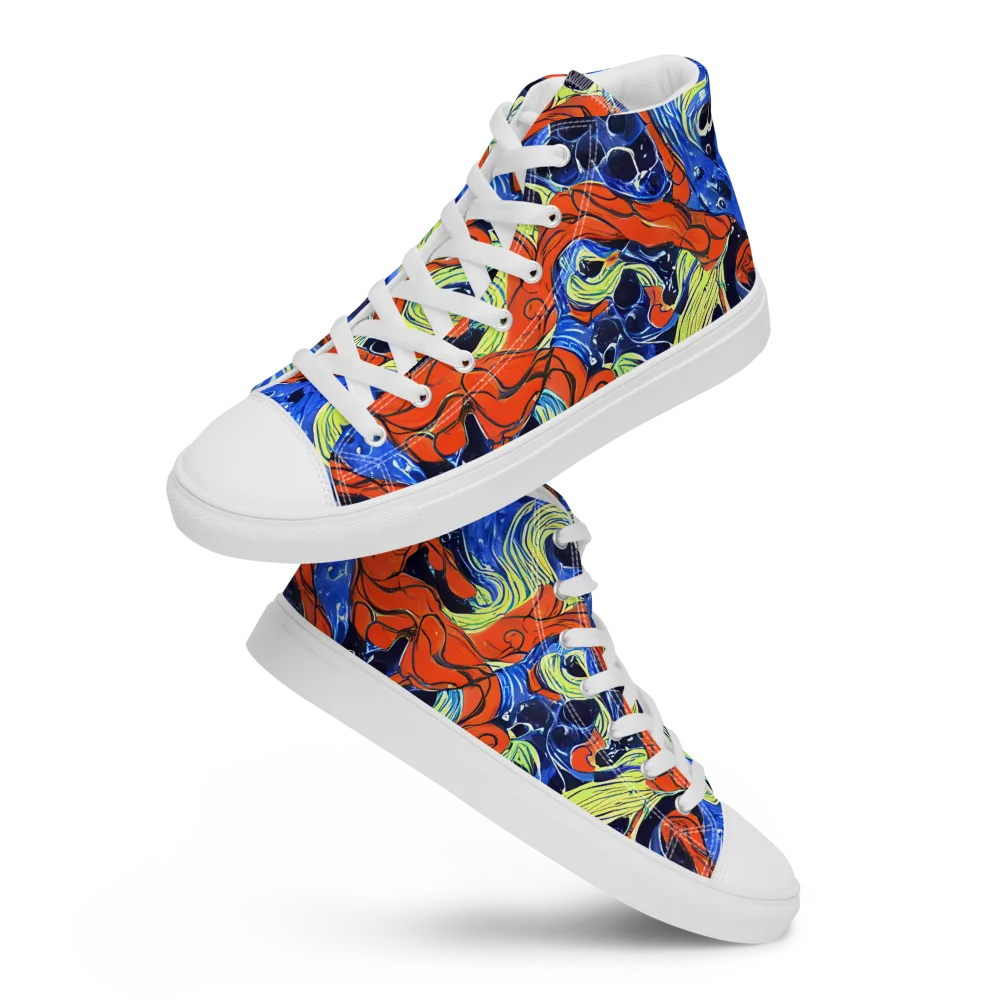 Lava Whirlpool on Men's High Top Canvas Shoes — Front