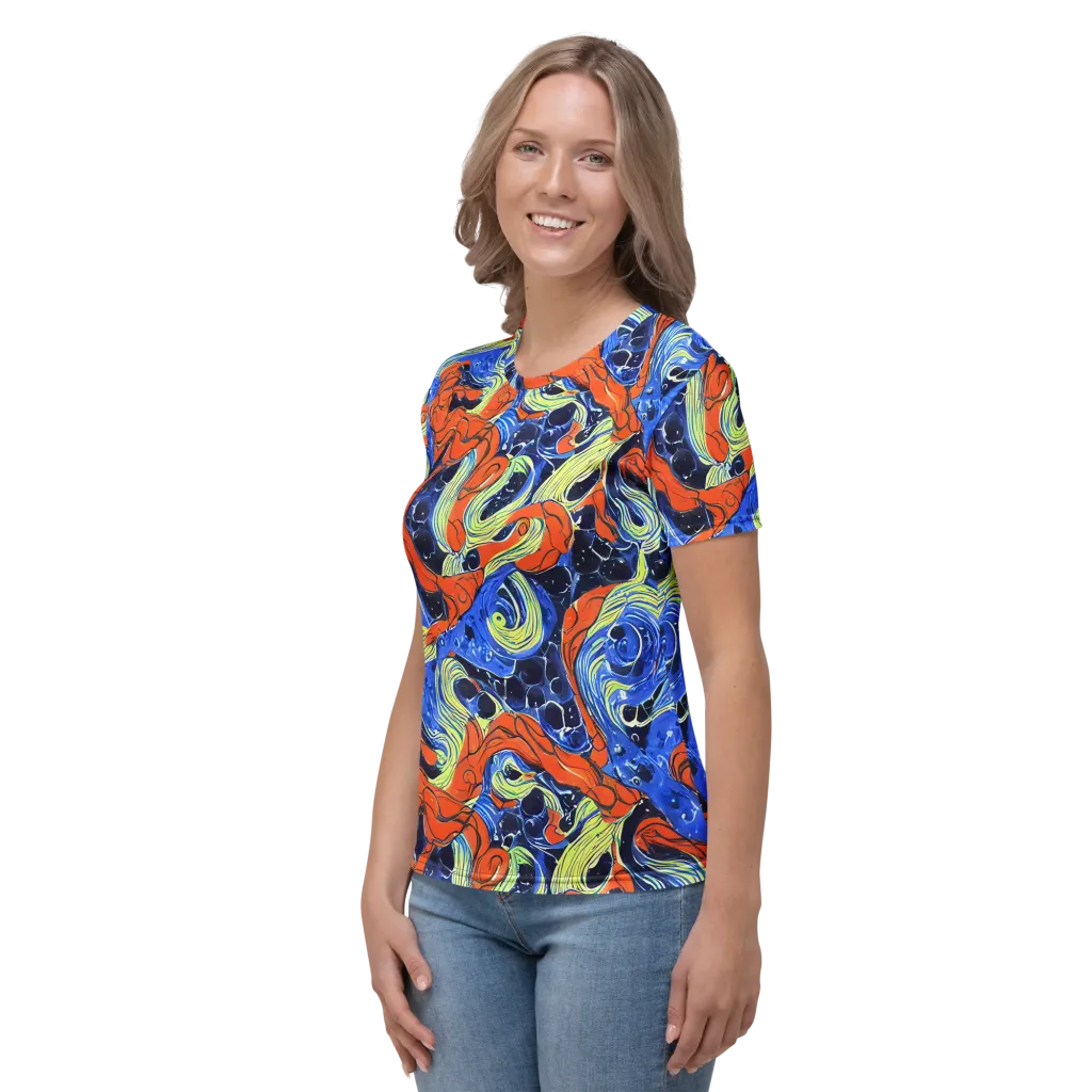 Lava Whirlpool on Women's Crew Neck T-Shirt — Left