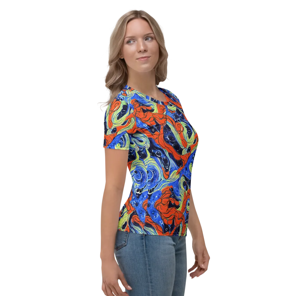 Lava Whirlpool on Women's Crew Neck T-Shirt — Right
