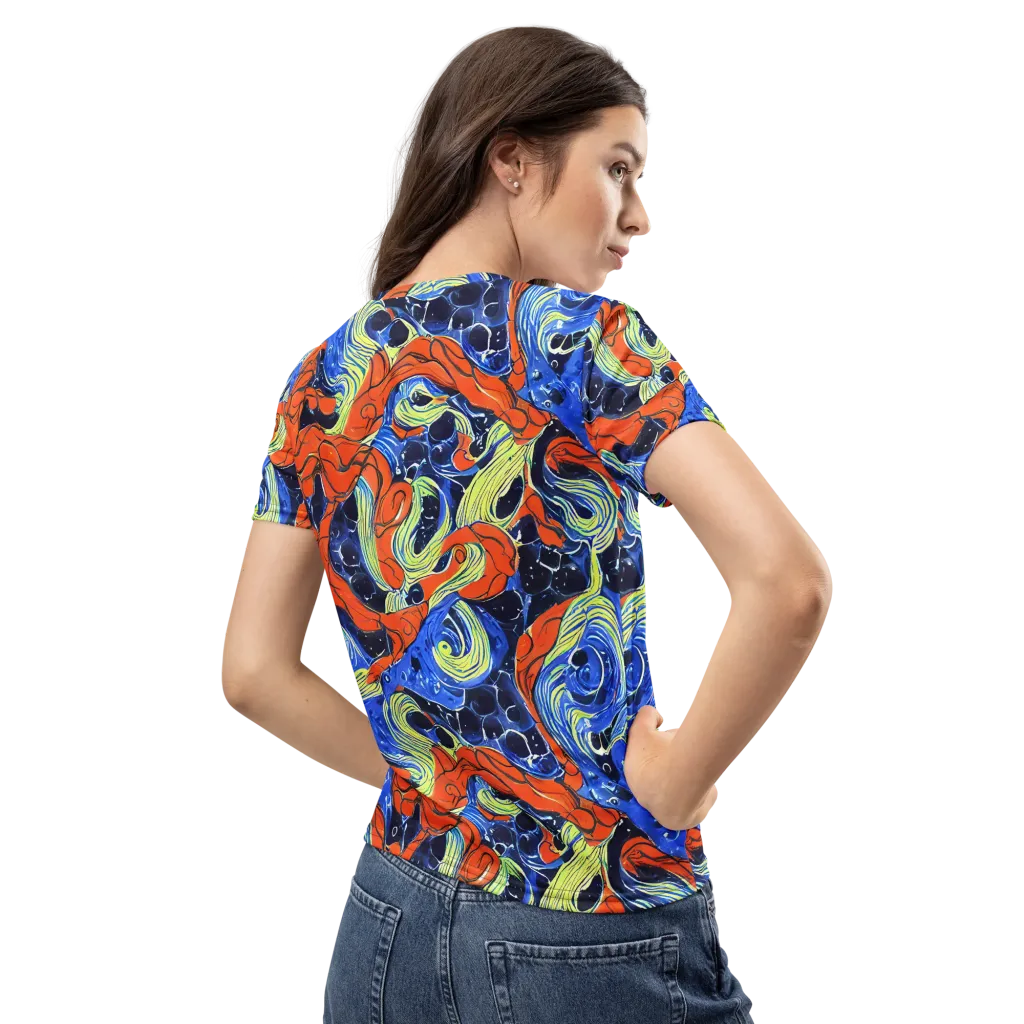 Lava Whirlpool on Women's Crew Neck T-Shirt — Back