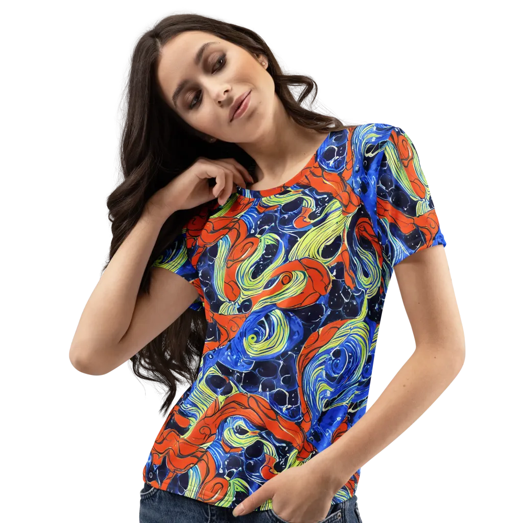 Lava Whirlpool on Women's Crew Neck T-Shirt — Left Front
