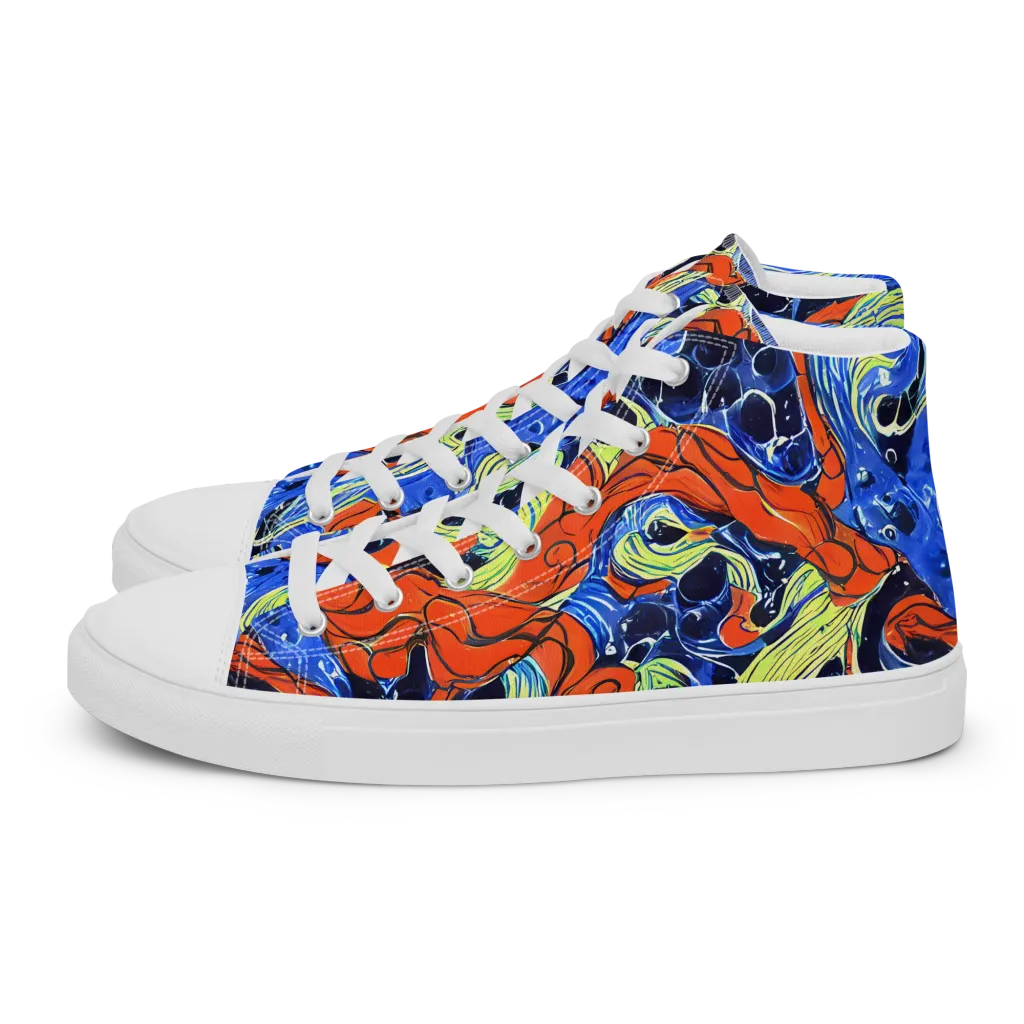 Lava Whirlpool on Women's High Top Canvas Shoes — Left