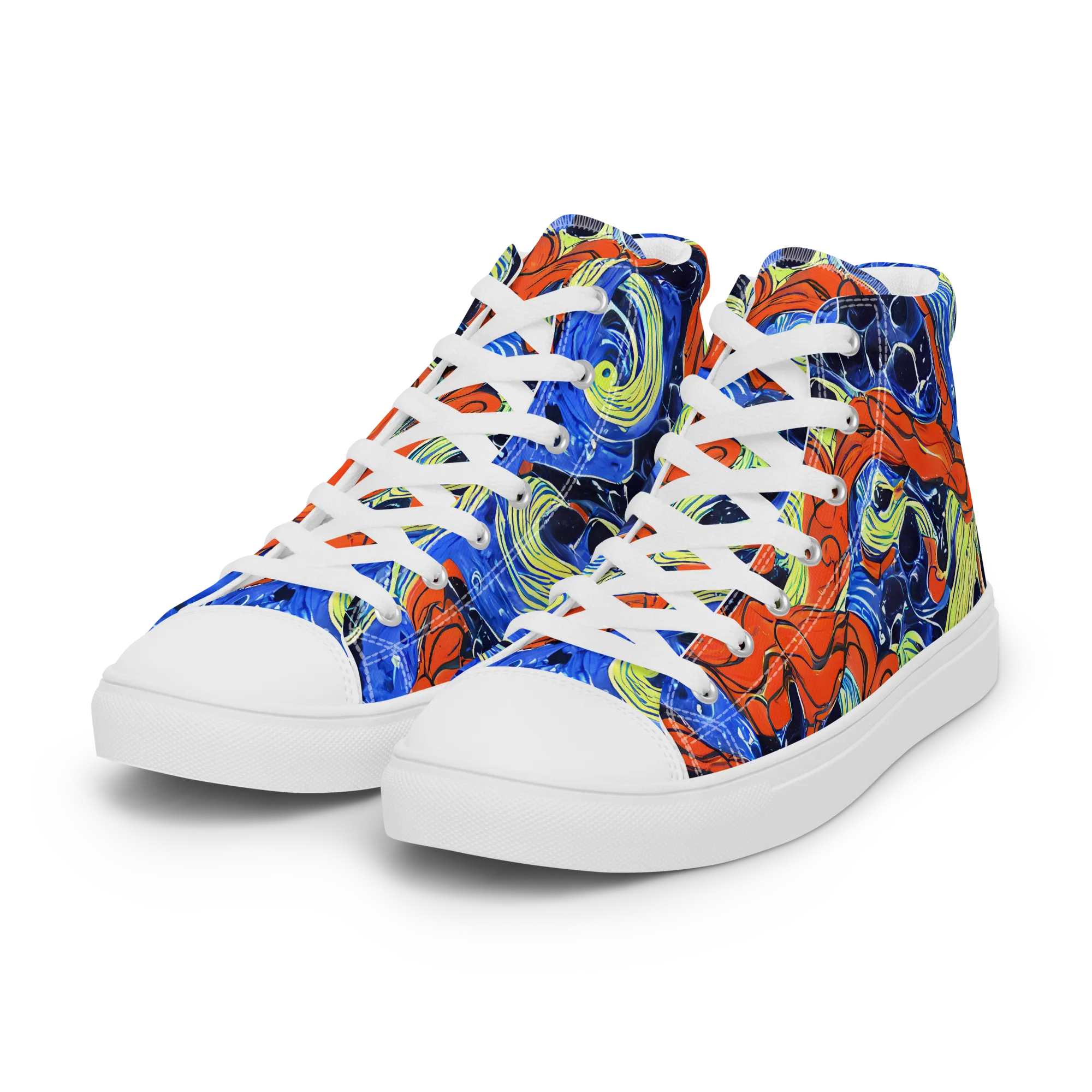 Lava Whirlpool on Women's High Top Canvas Shoes — Left Front