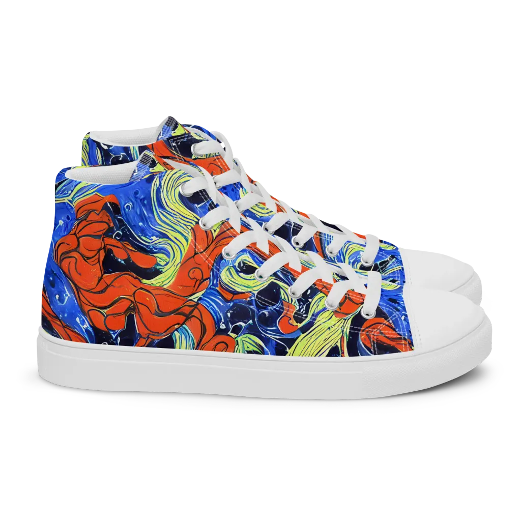 Lava Whirlpool on Women's High Top Canvas Shoes — Right