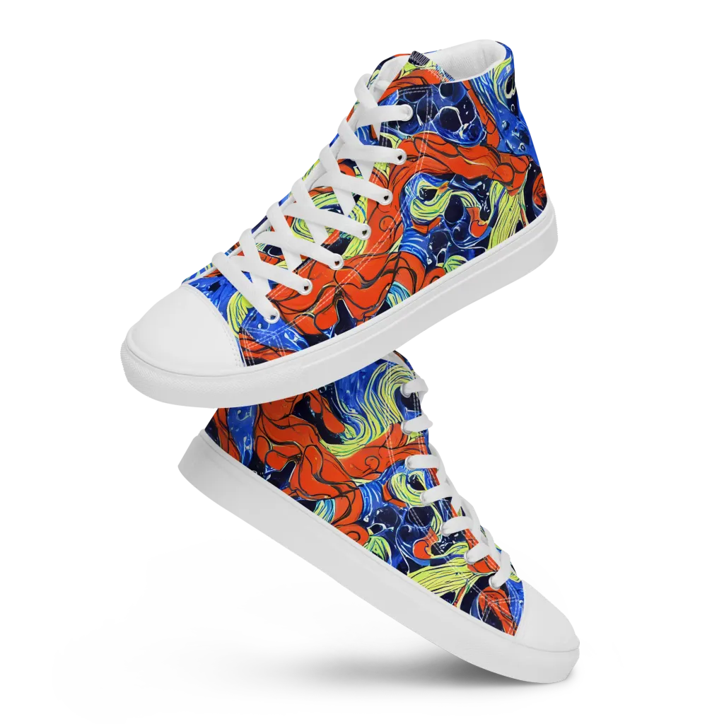 Lava Whirlpool on Women's High Top Canvas Shoes — Front