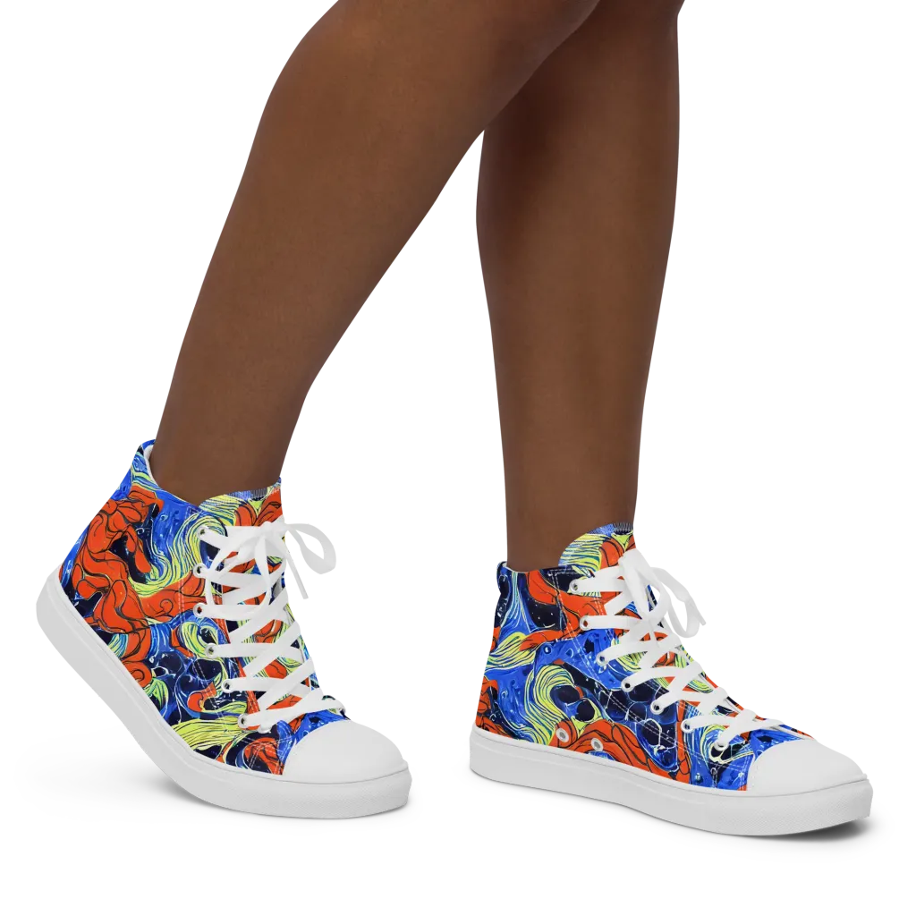 Lava Whirlpool on Women's High Top Canvas Shoes — Right