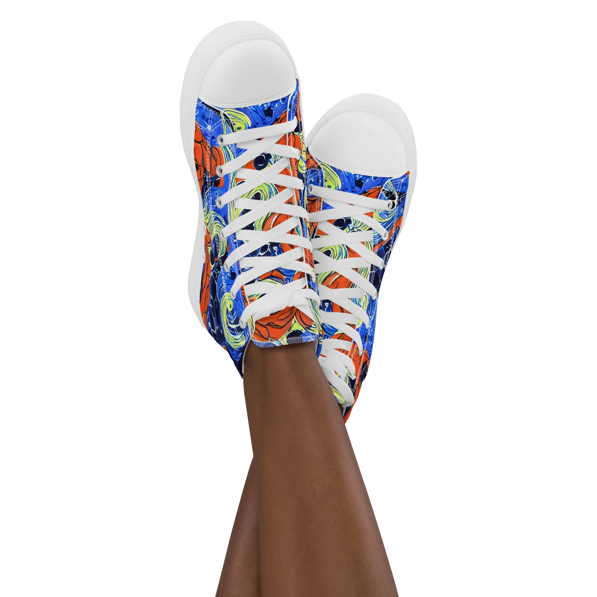 Lava Whirlpool on Women's High Top Canvas Shoes — Front
