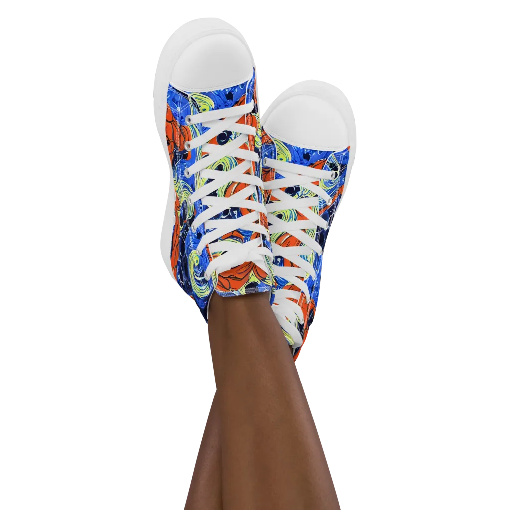 Lava Whirlpool on Women's High Top Canvas Shoes — Front