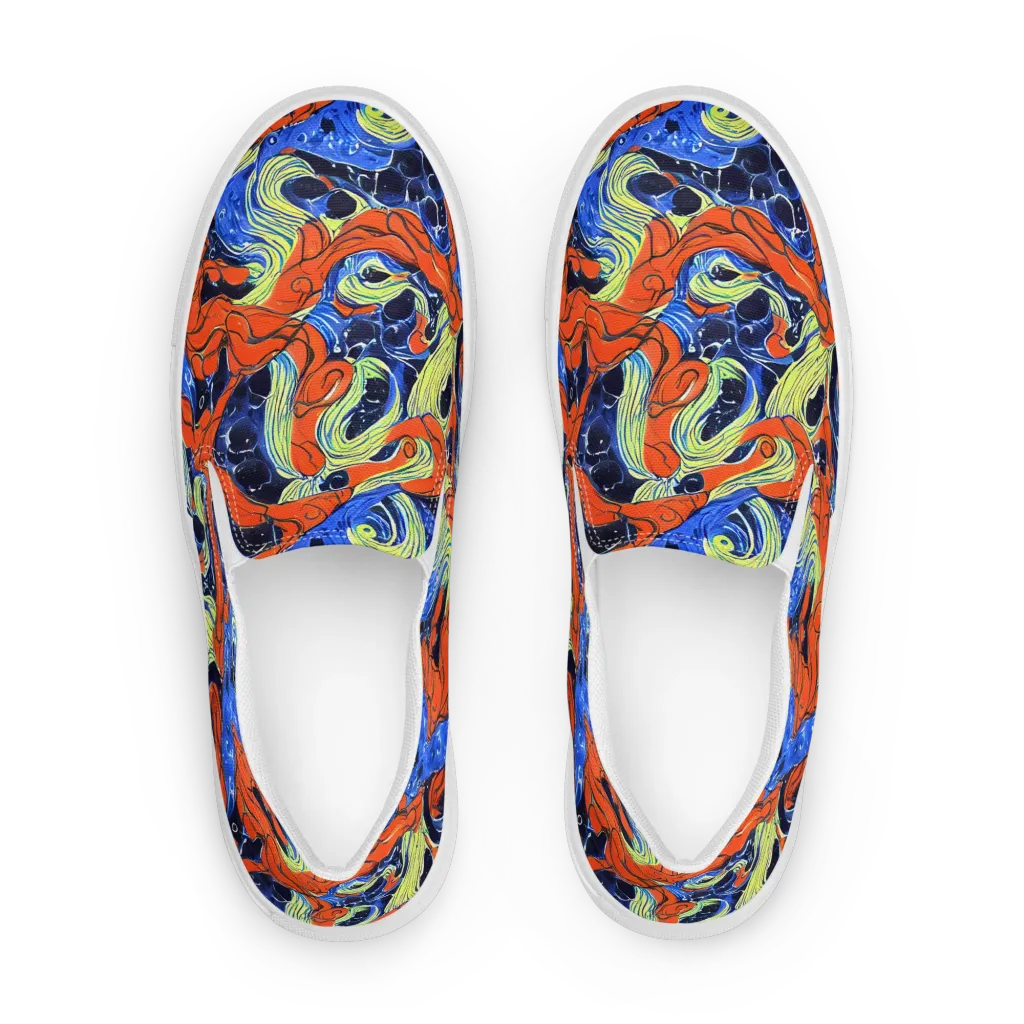 Lava Whirlpool on Men's Slip-On Canvas Shoes — Front
