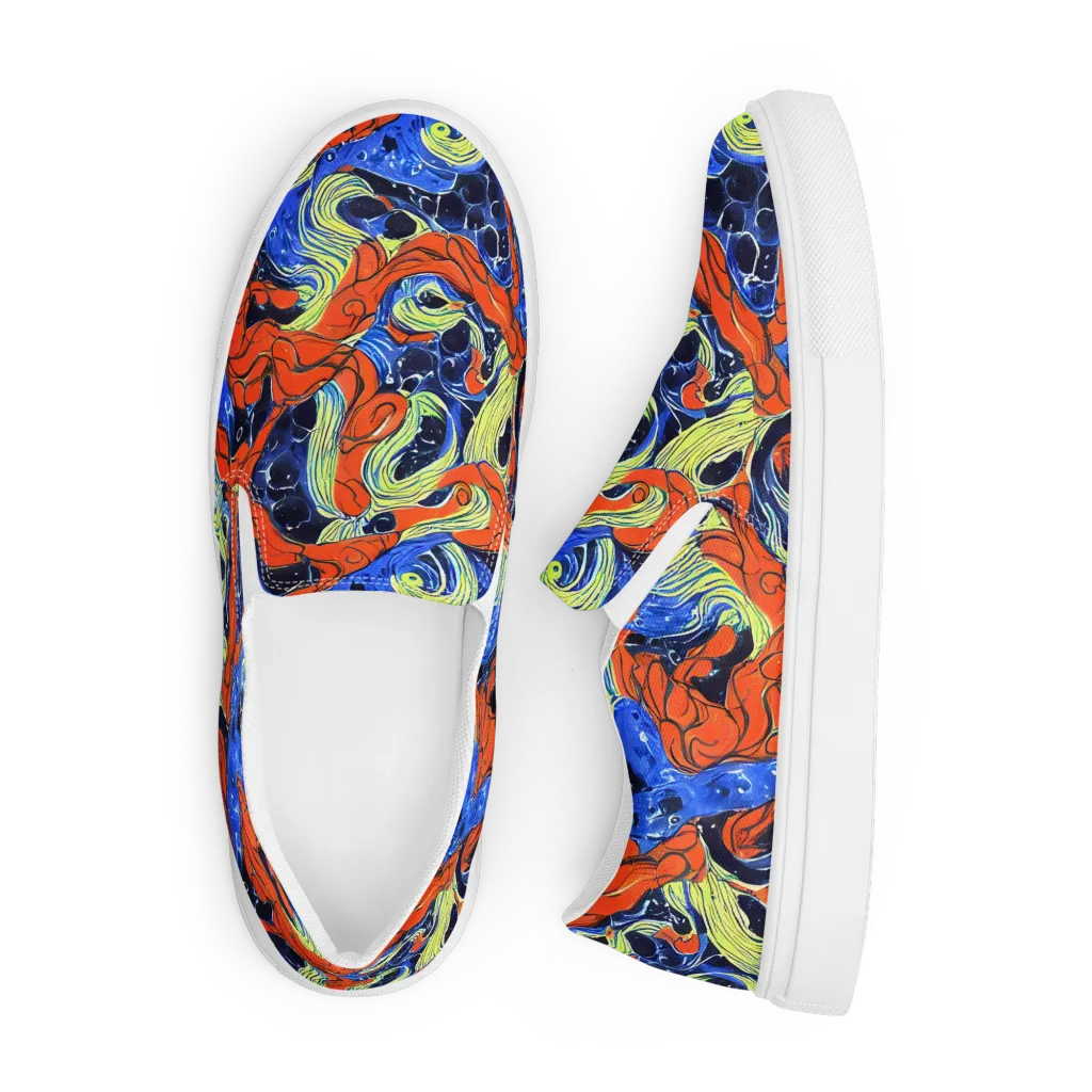 Lava Whirlpool on Men's Slip-On Canvas Shoes — Front
