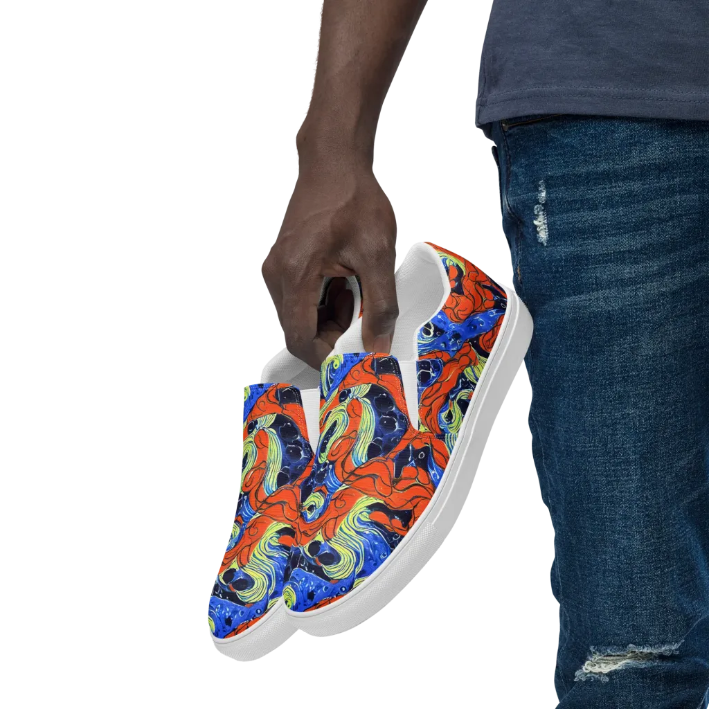 Lava Whirlpool on Men's Slip-On Canvas Shoes — Left Front