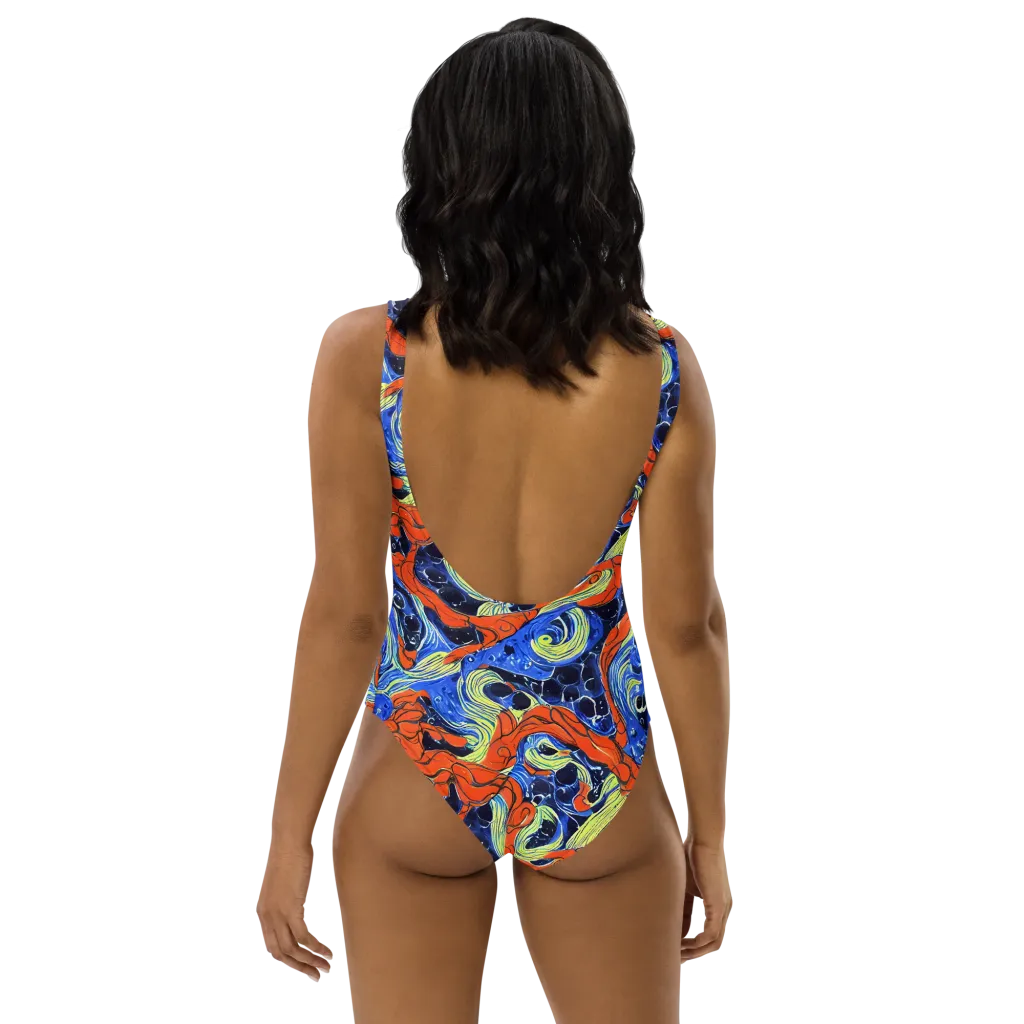 Lava Whirlpool on One-Piece Swimsuit — Back
