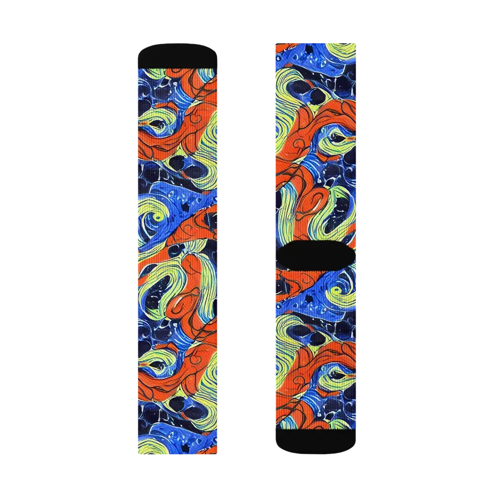 Lava Whirlpool on Socks — Right Sock
