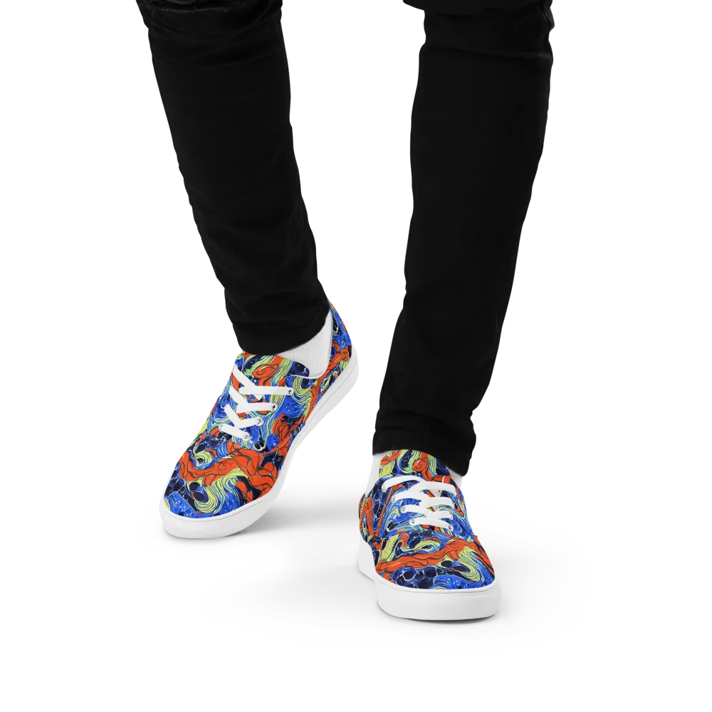 Lava Whirlpool on Men's Lace-Up Canvas Shoes — Front
