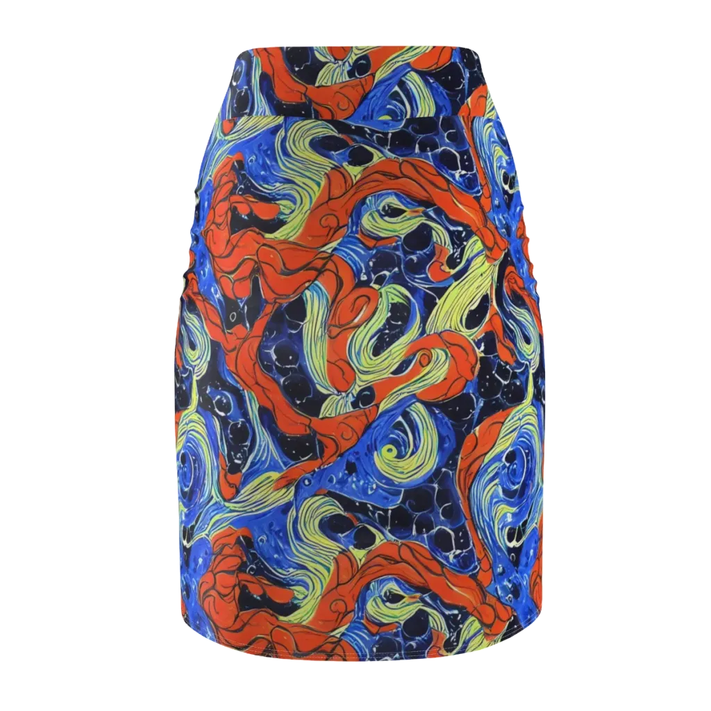 Lava Whirlpool on Pencil Skirt — Back