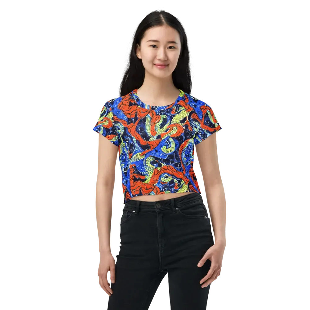 Lava Whirlpool on Crop Tee — Front