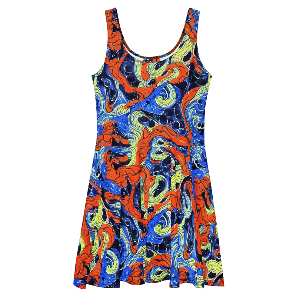Lava Whirlpool on Skater Dress — Front