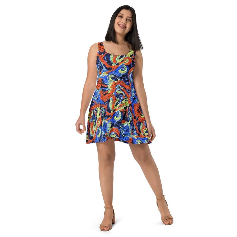 Lava Whirlpool on Skater Dress — Front