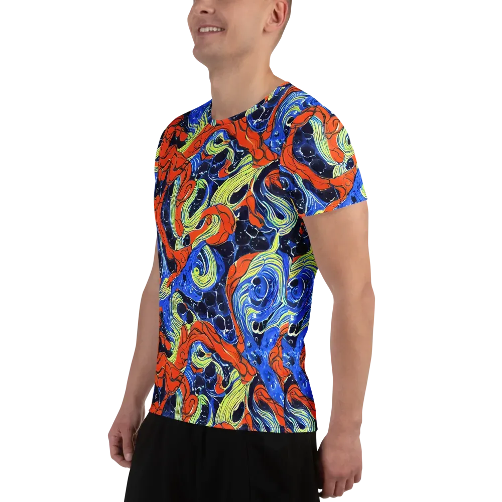 Lava Whirlpool on Men's Athletic T-Shirt — Left