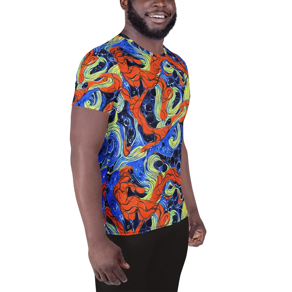 Lava Whirlpool on Men's Athletic T-Shirt — Right