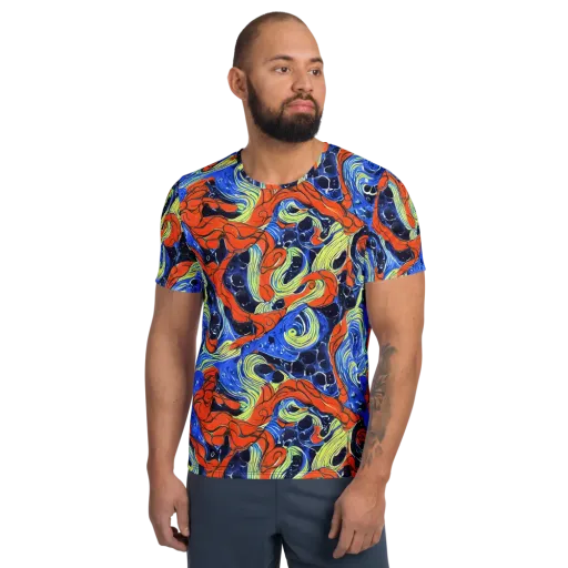 Lava Whirlpool on a Men's Athletic T-Shirt