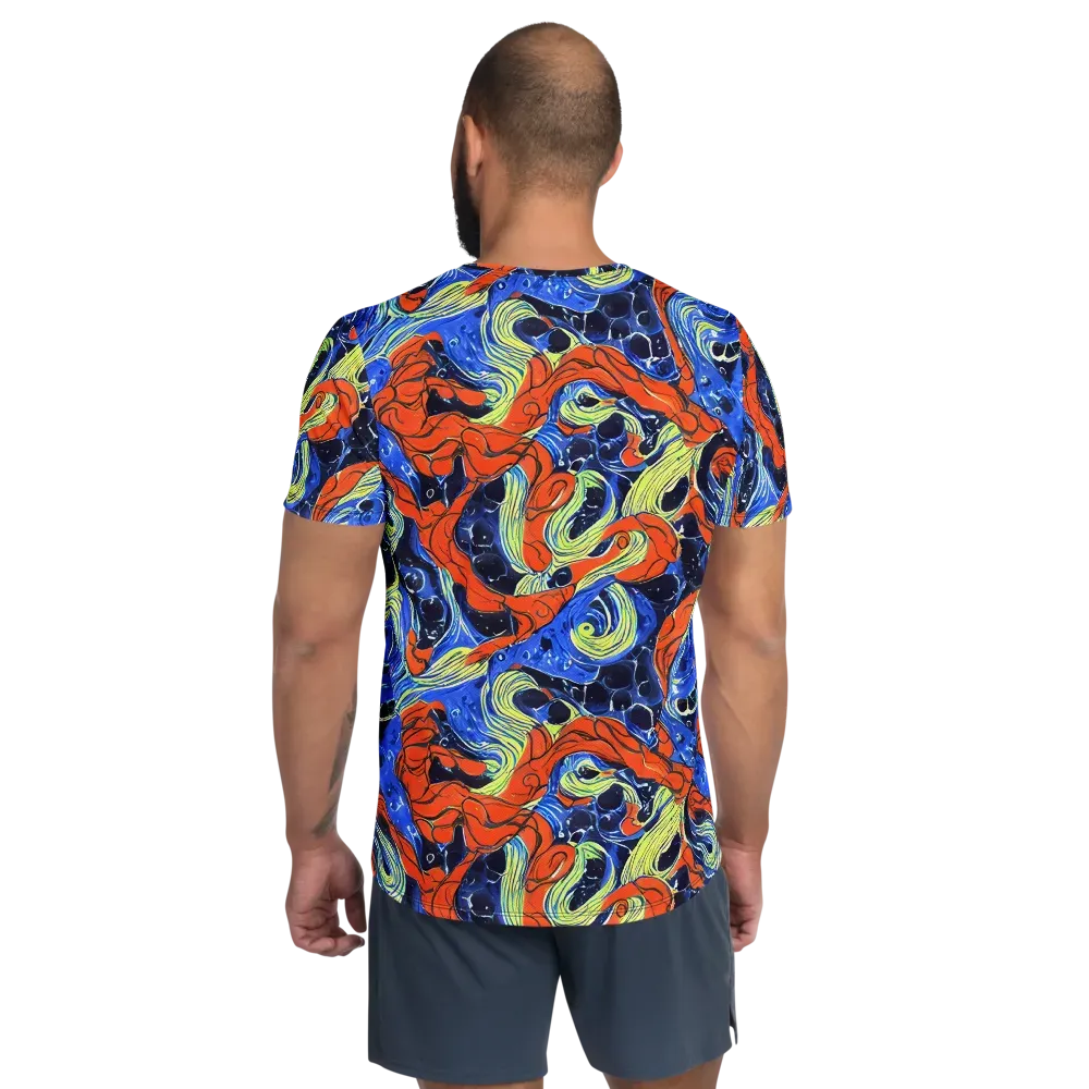 Lava Whirlpool on Men's Athletic T-Shirt — Back