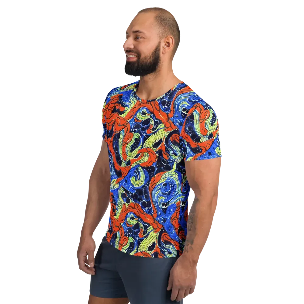 Lava Whirlpool on Men's Athletic T-Shirt — Left