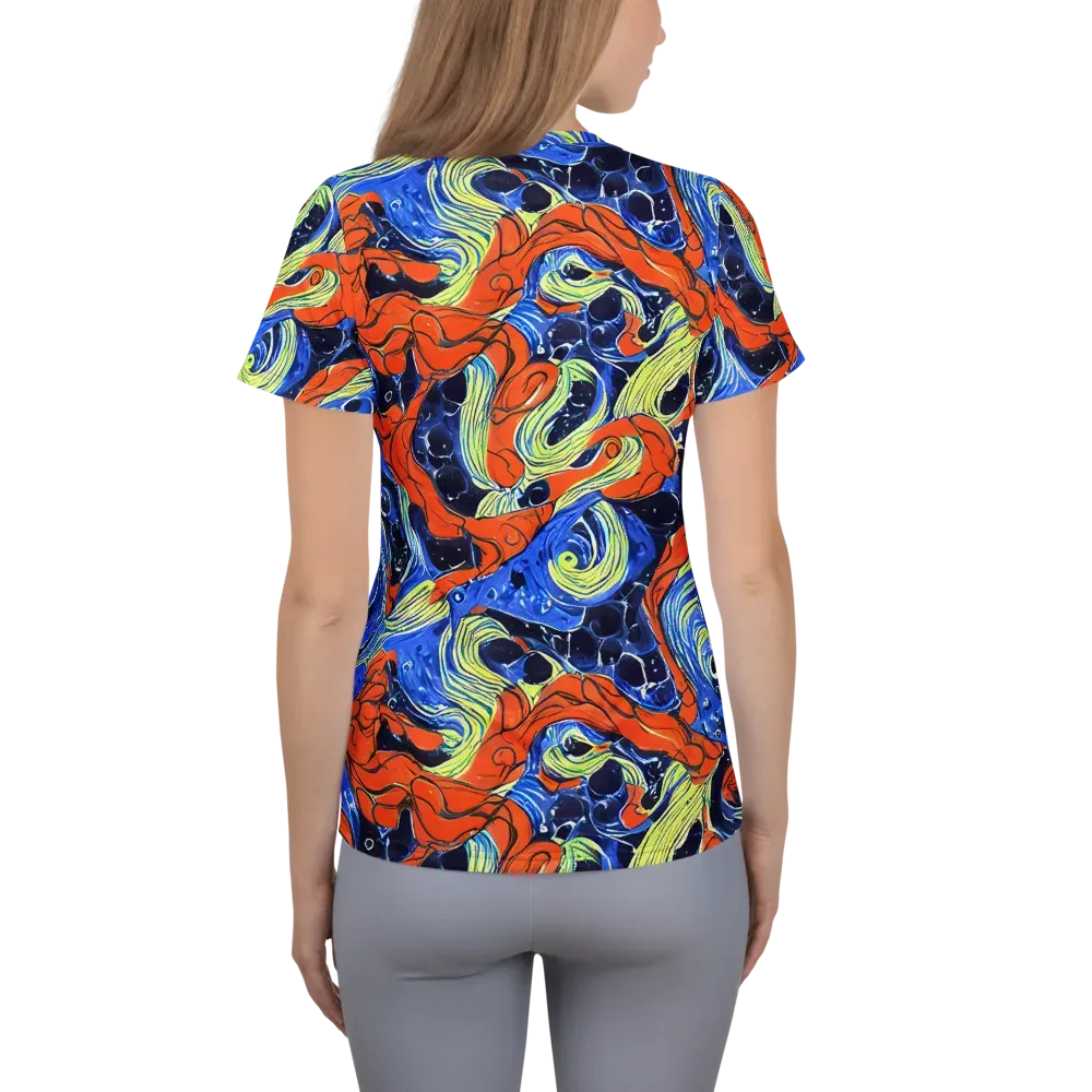 Lava Whirlpool on Women's Athletic T-Shirt — Back