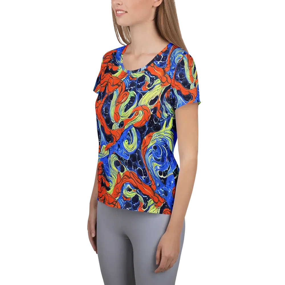 Lava Whirlpool on Women's Athletic T-Shirt — Left