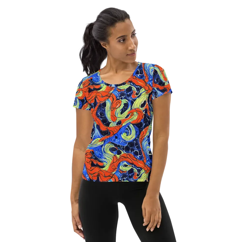 Lava Whirlpool on Women's Athletic T-Shirt — Front