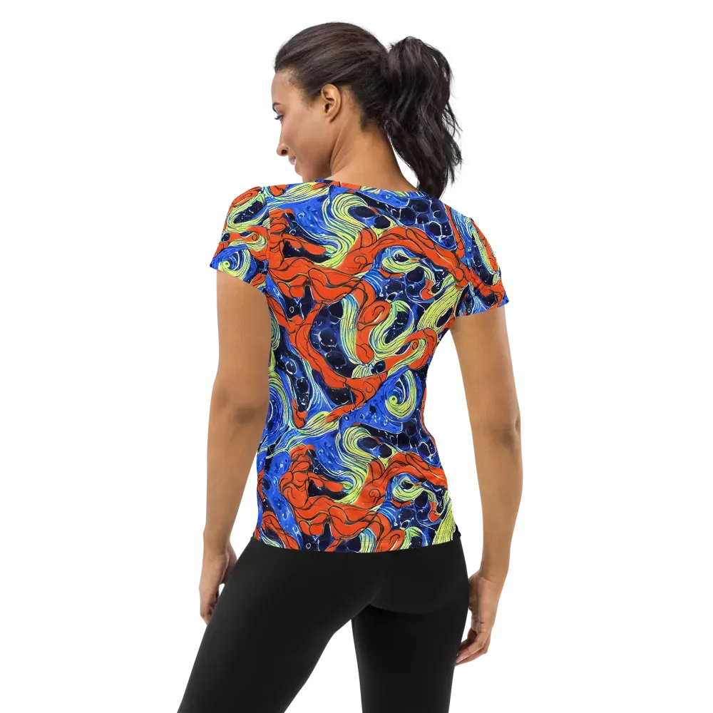Lava Whirlpool on Women's Athletic T-Shirt — Back