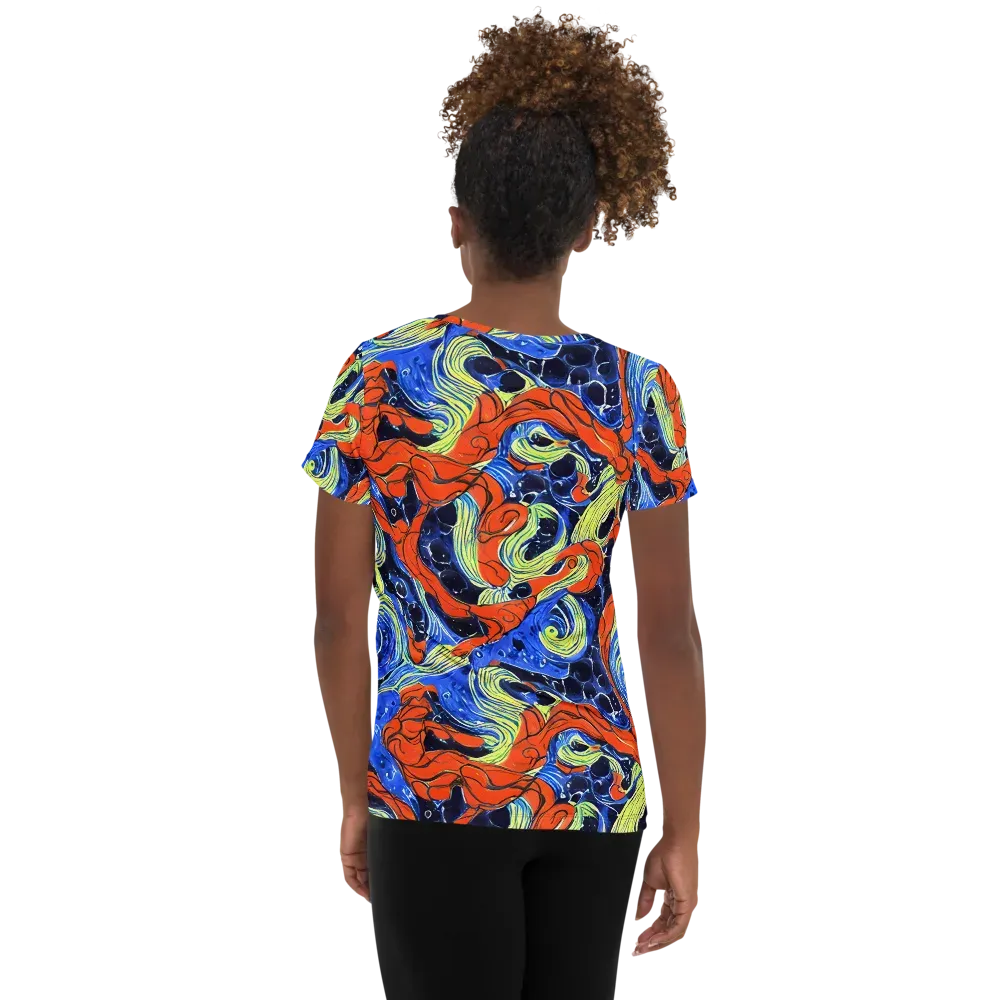 Lava Whirlpool on Women's Athletic T-Shirt — Back