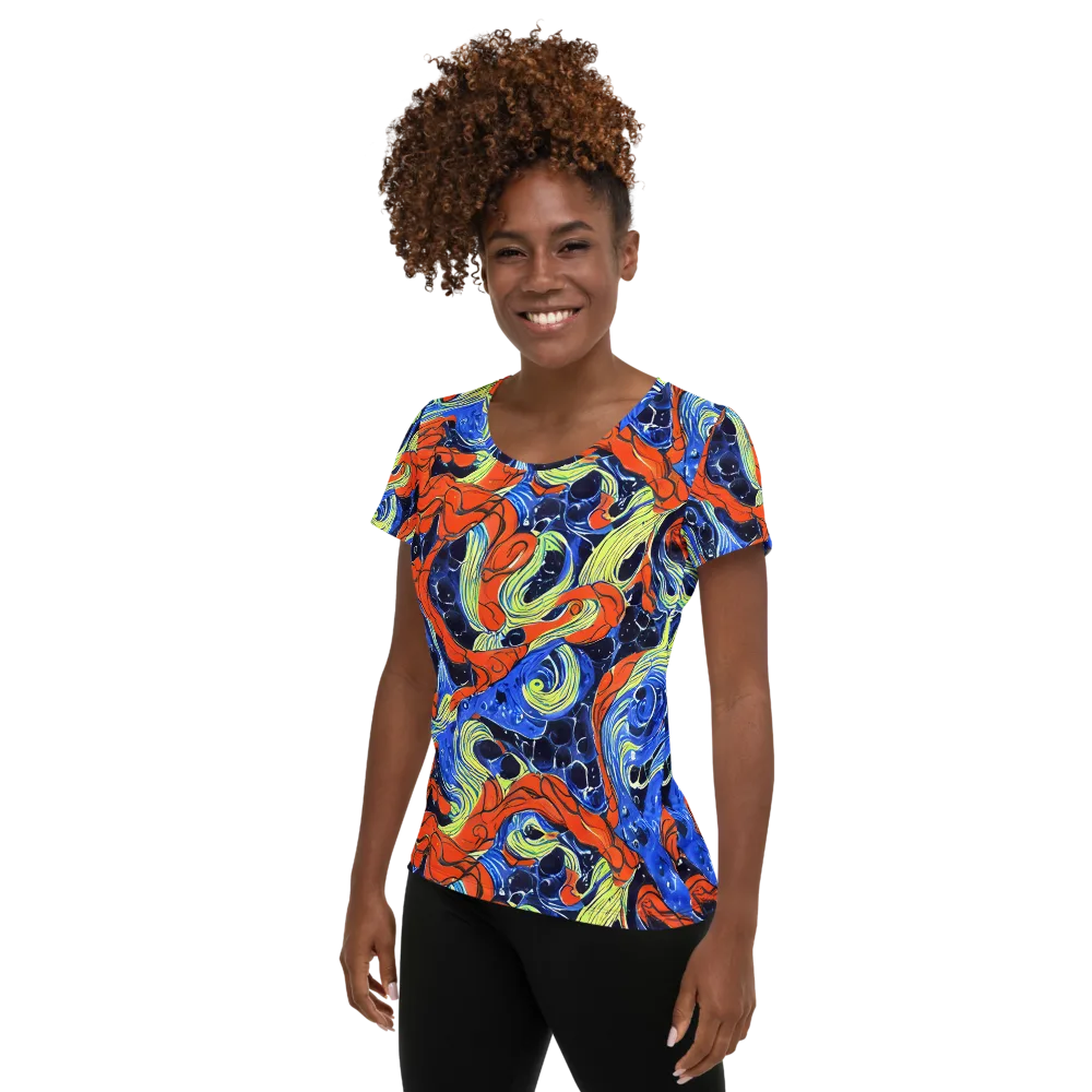 Lava Whirlpool on Women's Athletic T-Shirt — Left