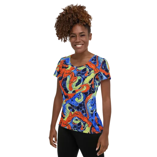 Lava Whirlpool on a Women's Athletic T-Shirt