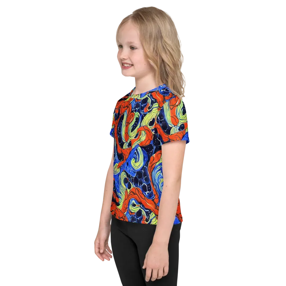 Lava Whirlpool on Kids Crew Neck T-Shirt — Left
