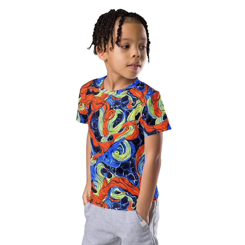 Lava Whirlpool on Kids Crew Neck T-Shirt — Left Front