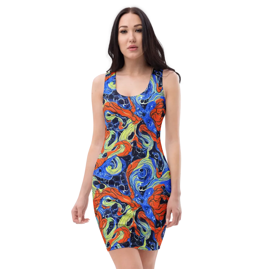 Lava Whirlpool on Bodycon Dress — Front
