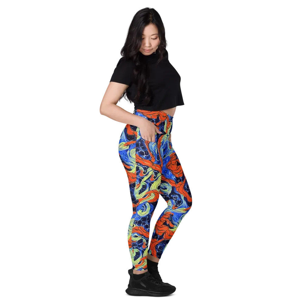 Lava Whirlpool on Leggings with Pockets — Right