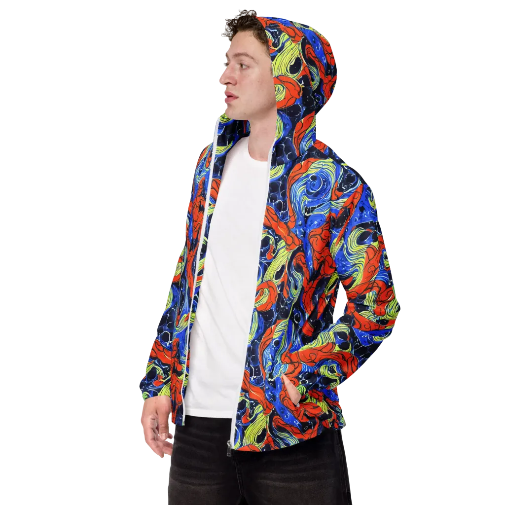Lava Whirlpool on Men's Windbreaker — Left Front