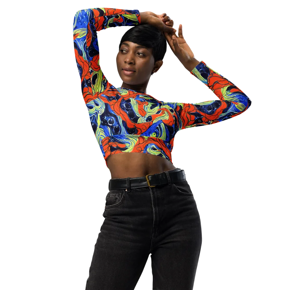 Lava Whirlpool on Long Sleeve Crop Top — Front