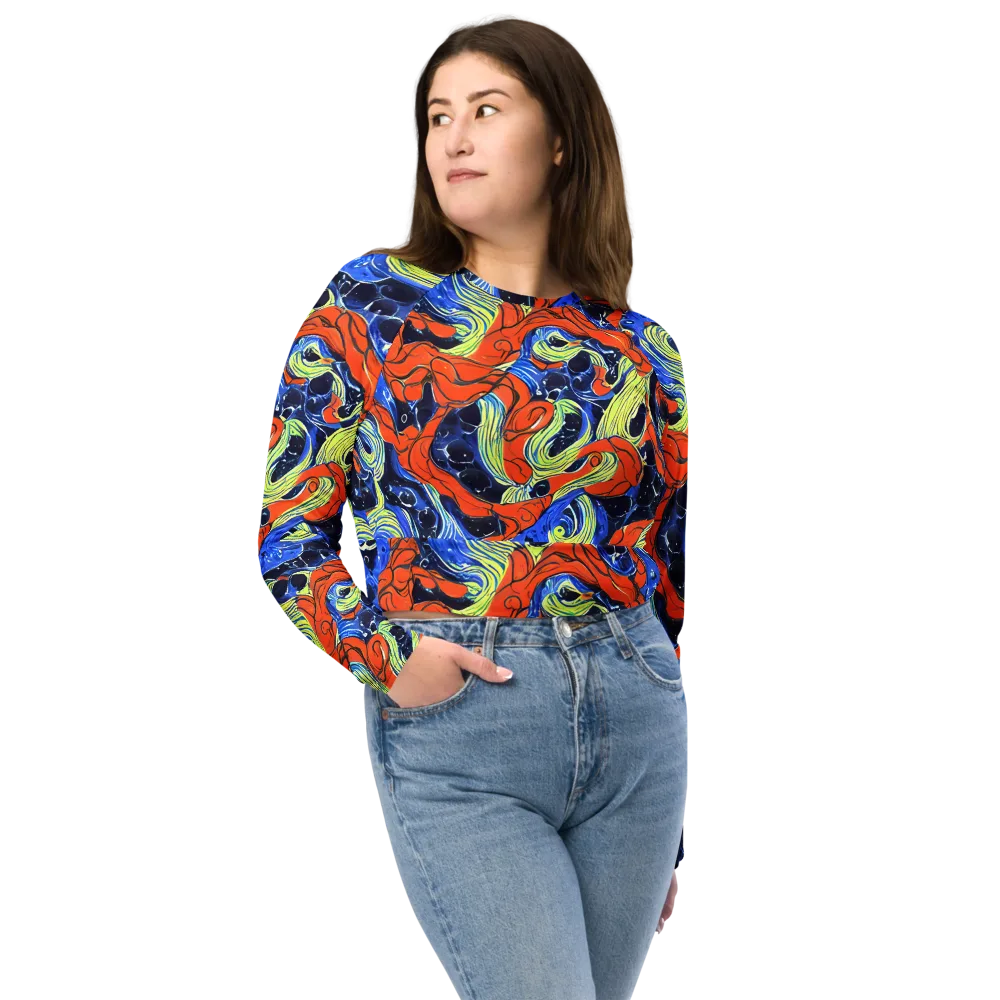 Lava Whirlpool on Long Sleeve Crop Top — Front