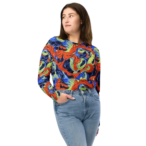 Lava Whirlpool on a Long Sleeve Crop Top