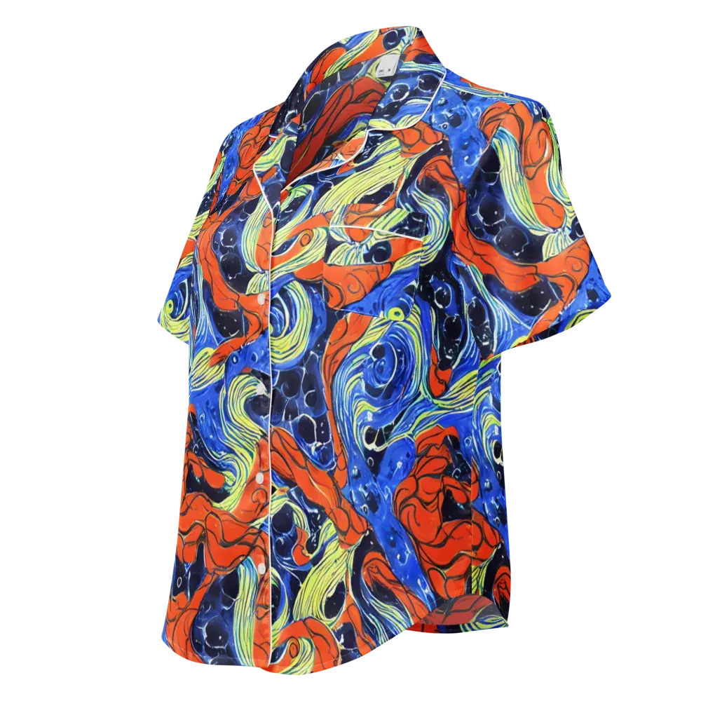 Lava Whirlpool on Women's Short Sleeve Pajama Top — Left Front