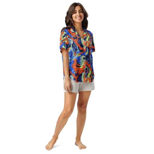 Lava Whirlpool on a Women's Short Sleeve Pajama Top