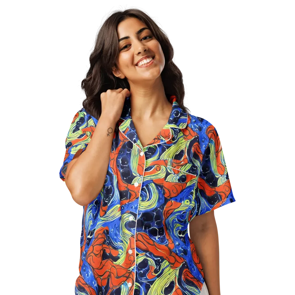 Lava Whirlpool on Women's Short Sleeve Pajama Top — Front