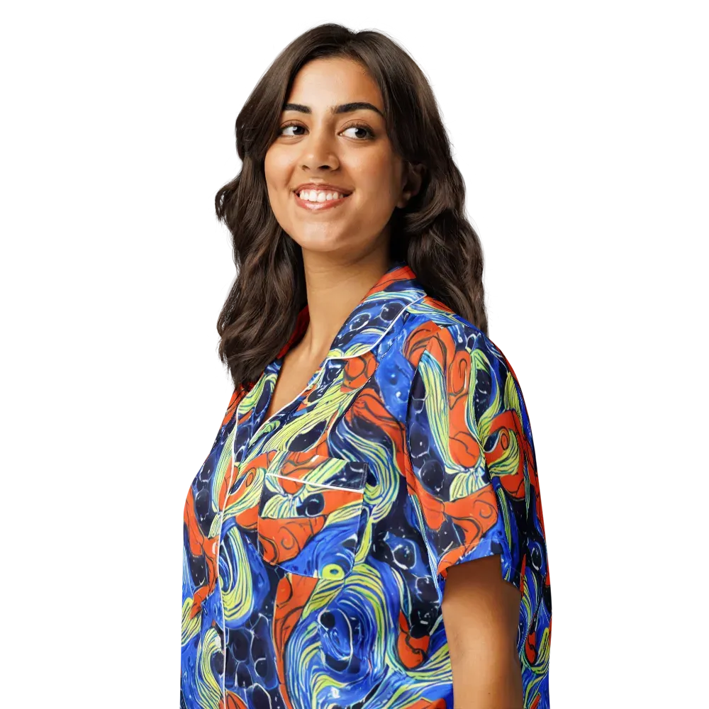 Lava Whirlpool on Women's Short Sleeve Pajama Top — Left Front