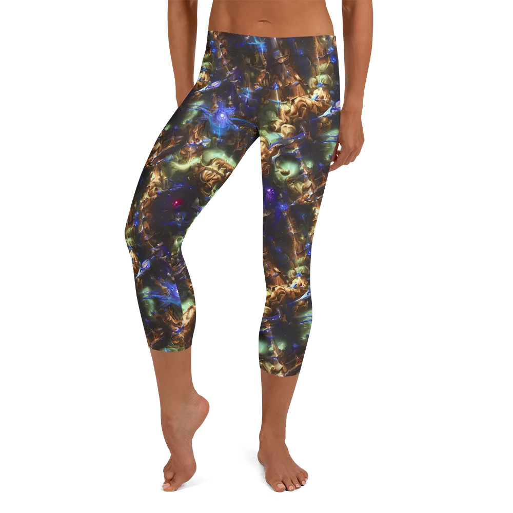 Nebula Shards on Capri Leggings — Front