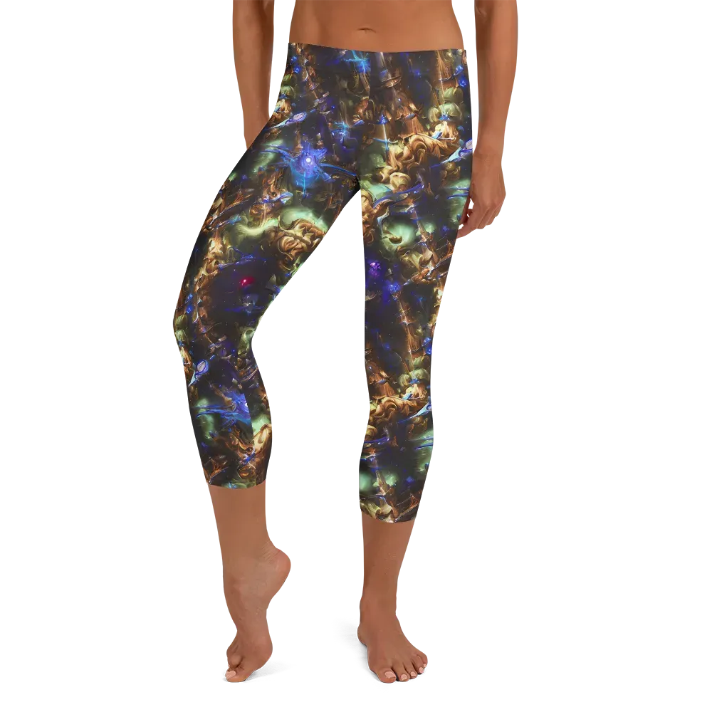 Nebula Shards on Capri Leggings — Front