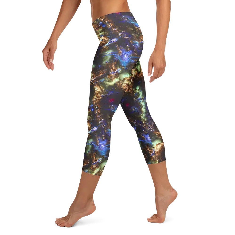 Nebula Shards on Capri Leggings — Left